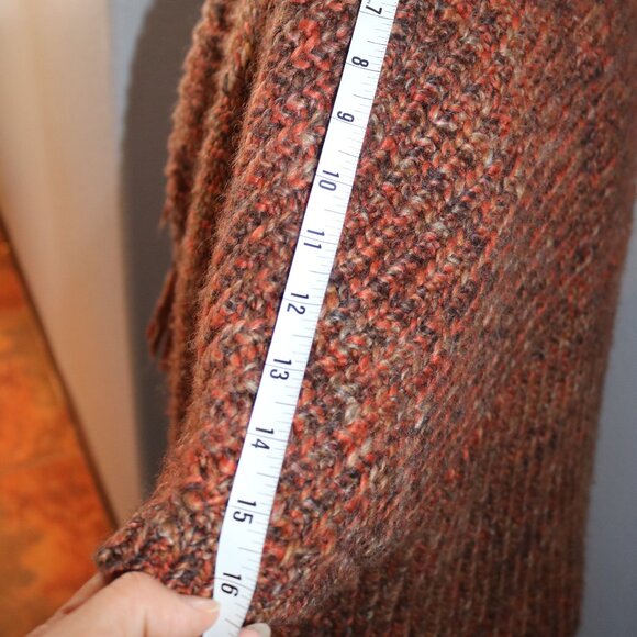 Chico's Knit Crochet Fringe Boho Sweater Open Front Cardigan Size 2/L Wool Blend - Picture 11 of 14